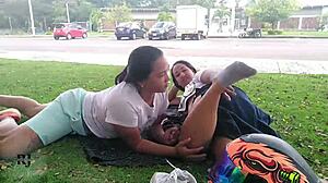 latina milf michell and paula get anal outdoors in homemade compilation