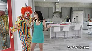 Hot housewife gets down and dirty with a clown