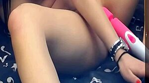 Solo girl pleasure with two vibrators