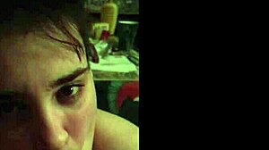 Amateur luna with piercings gives a blowjob