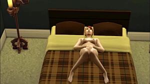 Beautiful redhead in steamy solo action in The Sims 4