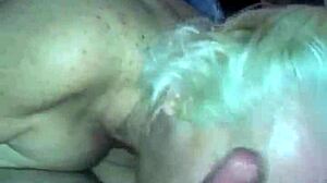 slutty wife gives sexy blow job to her husband at home