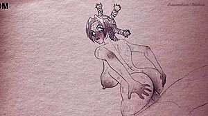 i drew this hentai animation of menchi from hunter x hunter with pens and pencils, but it turned out all sexy and wrong