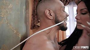 Brunette milf pounded hard by BBC in first bondage interracial