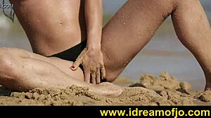 Surfs up on the beach with fingering