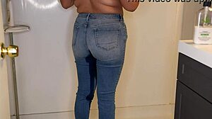 Wet Jeans In Shower Bathing Scene