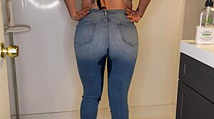 Wet Jeans In Shower Bathing Scene