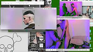 Twink gets bareback fucked on webcam desk