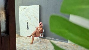 Caught my hot neighbor showering in the backyard after the beach!