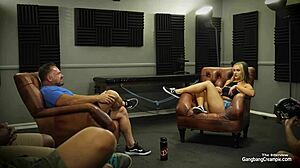 Hardcore gangbang with a sexy skater girl and bodybuilders