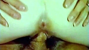 Lesbians with hairy beavers in a vintage porn movie