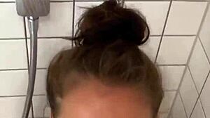 Busty Chubby Teen Backstage Wet Shower And Huge Facial Pov Blowjob