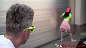 Hot Brunette Teen Candy Dances and Rides Lutro Hard