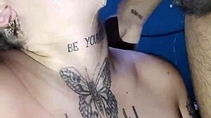 Latina lover enjoys blowjob then doggystyle with black cock, bent over in anime scene.