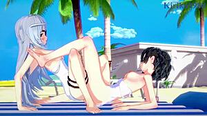 Miku Kohinata and Laura Bodewig in Hot Lesbian Anime Play