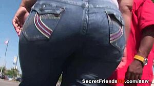 Obese bimbo with big tits rides hard black cock intensely