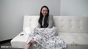 In this scene, classy Minnie Boom fingers her juicy pussy passionately