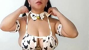 Beautiful cow in cosplay in hot homemade video