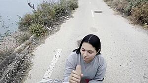 Watch This Brunette Teen Give Wet Blowjob To Cum!