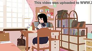 mia anime school girl poses in gravure style in her room wearing sailor school uniform