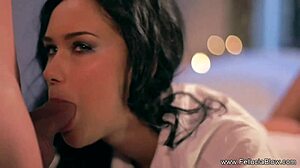 Amateur swallows after lustful blowjob