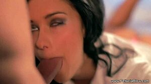 Amateur swallows after lustful blowjob