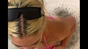 she found me bathing and made me suck her cock