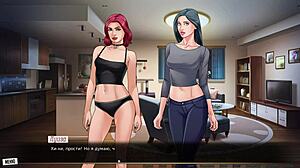 Red string hentai gameplay with naked milf dancing