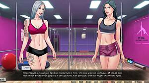 Red string hentai gameplay with naked milf dancing