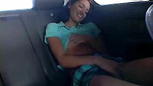 I'm obsessed with Chloe 18 showing natural tits and fingering in public car.