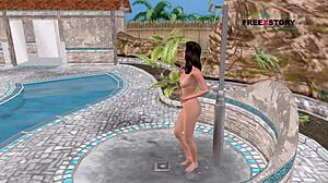 i watch this cute girl pose sexily and shower in the pool