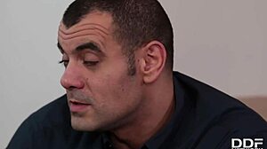 Kinky Chessie Kay blows four huge dicks and swallows cum