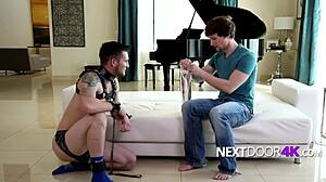 Hardcore hotties engage in leather bareback gay sex