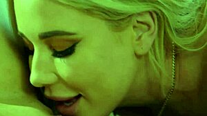 sexy blonde lesbians kayley gunner and savannah bond lick during massage