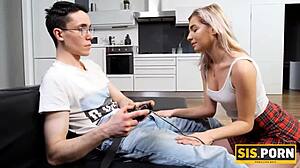 blonde russian anna krowe rides stepbrother's cock