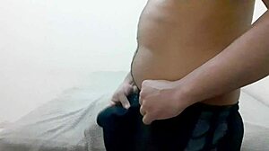 Brazilian Gay Stud Moans Loudly While Jerking Off And Cumming On Chest.