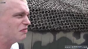 guy in bear suit tries gay sex first time at glory hole