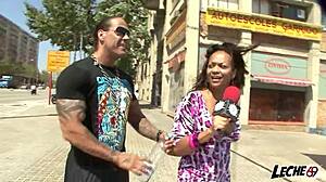 Brunette Amateur In Wet Shirt Gives Blowjob And Licks Big Cock Outdoors