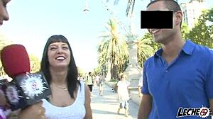 Brunette Amateur In Wet Shirt Gives Blowjob And Licks Big Cock Outdoors