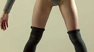 hairy teen mochalkina teases with incredible flexibility in gym stretching session