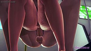 black widow gets fucked on the train with creampie in hentai