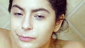 brunette beautys enchanting shower display