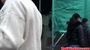 Amsterdam prostitute gives a blow job and gets fucked