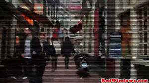 Amsterdam prostitute gives a blow job and gets fucked