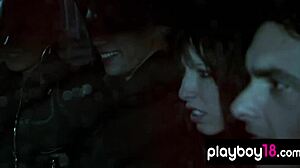 Busty Babes Fuck Hard In Amateur Foursome Behind Bars!