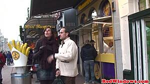 Amsterdam prostitute gives a blow job and gets fucked