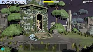 Beautiful anime game with hot blonde and big boobs, ends up in a nice anal scene