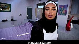 the hot muslim teen in hijab starts her new job