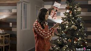 Does Santa Fuck Petite Teens At His Boss's Home?