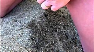 I watch my wife pee long on the beach